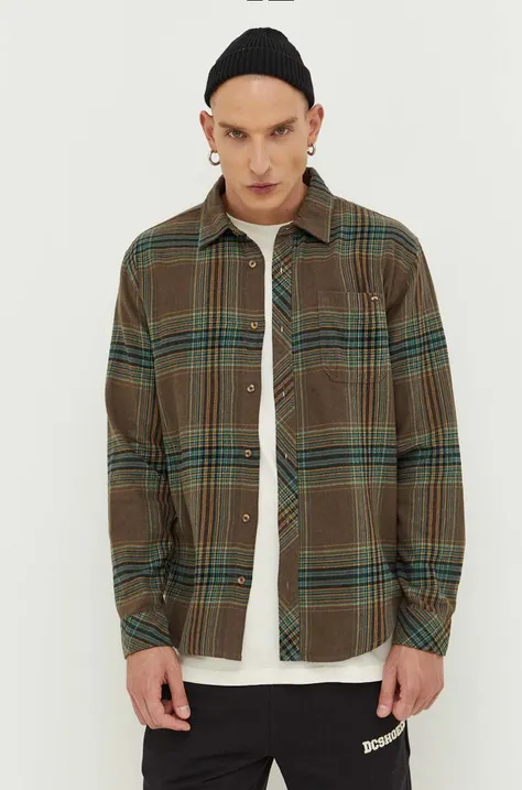 Βαμβακερό πουκάμισο Billabong ανδρικό, χρώμα: πράσινο
