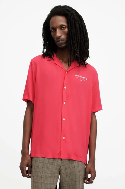Košulja AllSaints za muškarce, boja: narančasta, regular