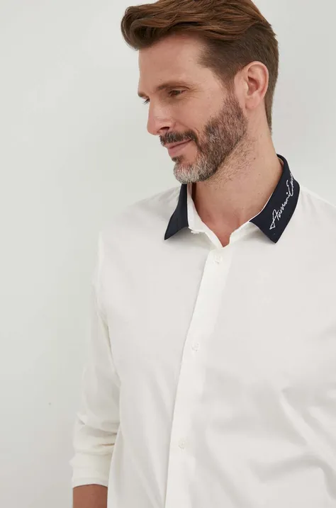 Košeľa Armani Exchange pánska, béžová farba, regular, s klasickým golierom