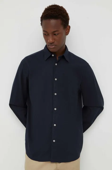 Bavlnená košeľa Marc O'Polo pánska, čierna farba, regular, s klasickým golierom