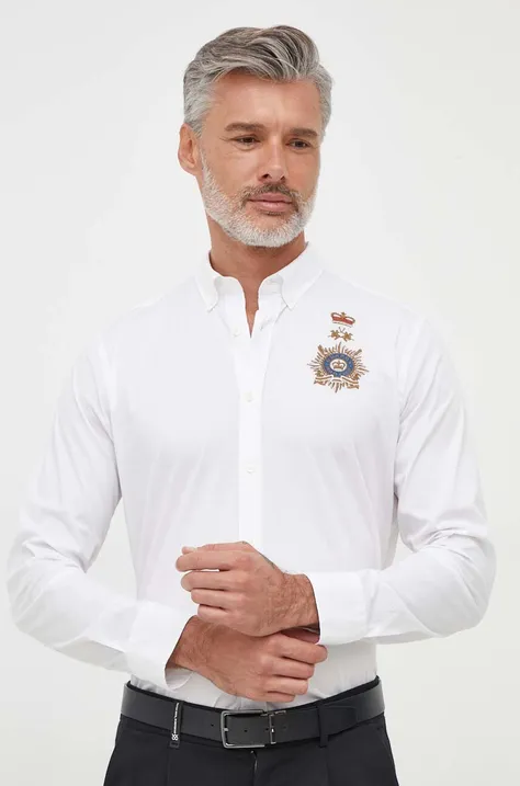 Košulja La Martina za muškarce, boja: bijela, regular, s button-down ovratnikom