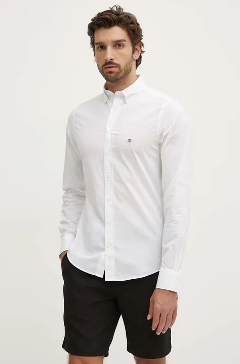 Bombažna srajca Gant moška, bela barva