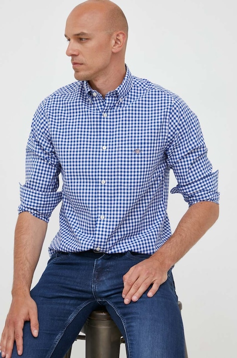 Хлопковая рубашка Gant мужская regular воротник button-down