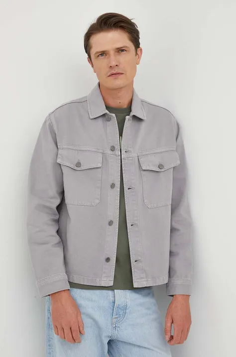 Jeans srajca United Colors of Benetton moška, siva barva