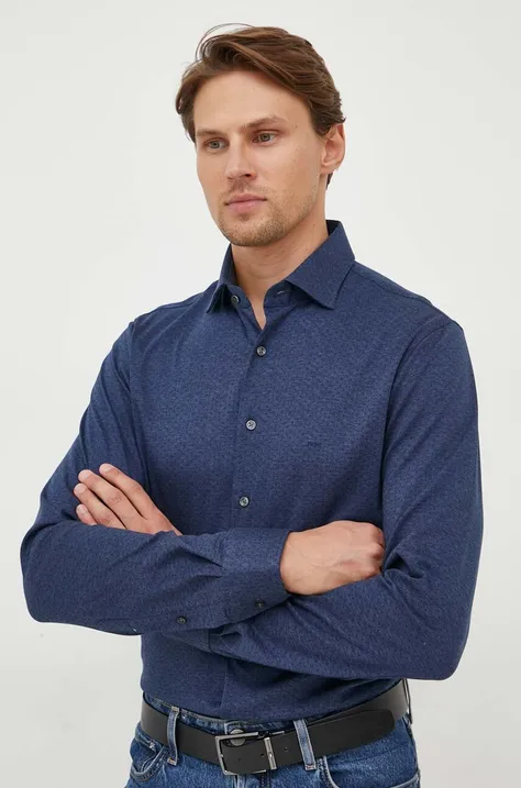 Βαμβακερό πουκάμισο Michael Kors ανδρικό, χρώμα: ναυτικό μπλε