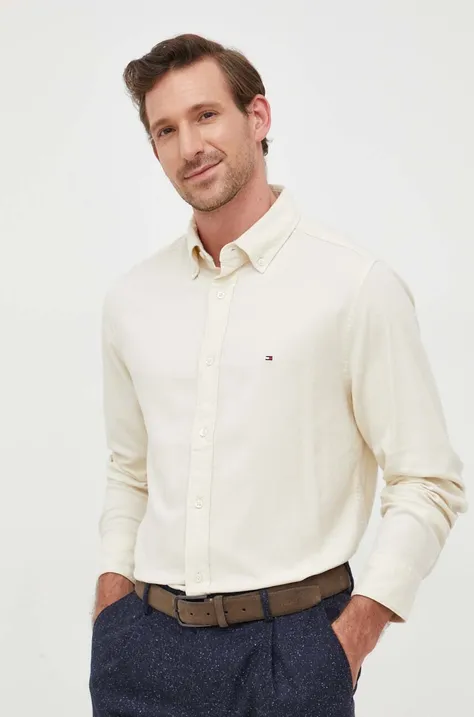 Tommy Hilfiger koszula bawełniana męska kolor biały regular z kołnierzykiem button-down