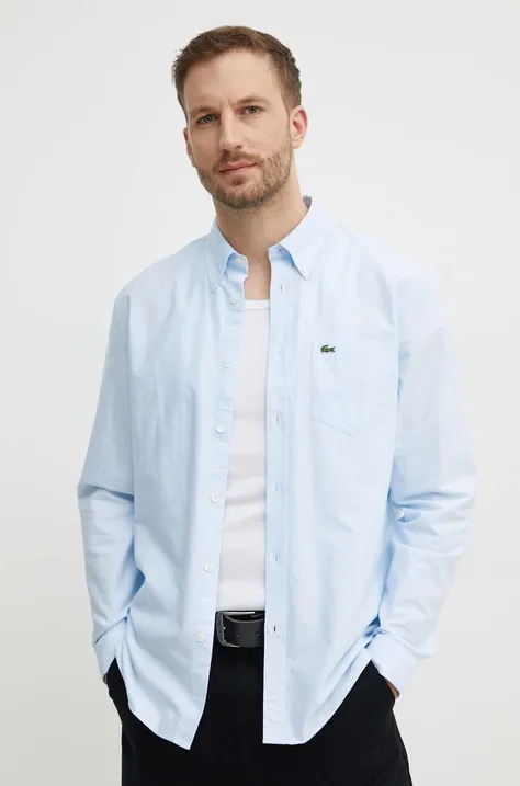 Хлопковая рубашка Lacoste мужская regular воротник button-down
