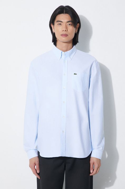 Бавовняна сорочка Lacoste чоловіча regular комір button-down