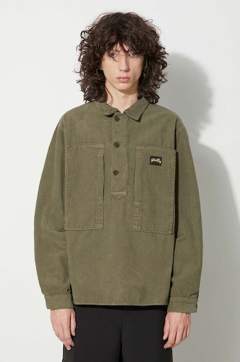 Stan Ray cămașă din velur PAINTERS SHIRT culoarea verde, cu guler clasic, relaxed AW2311314