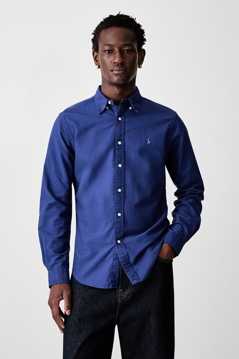 Polo Ralph Lauren сорочка чоловіча бавовняна блакитна однотонна 710804257