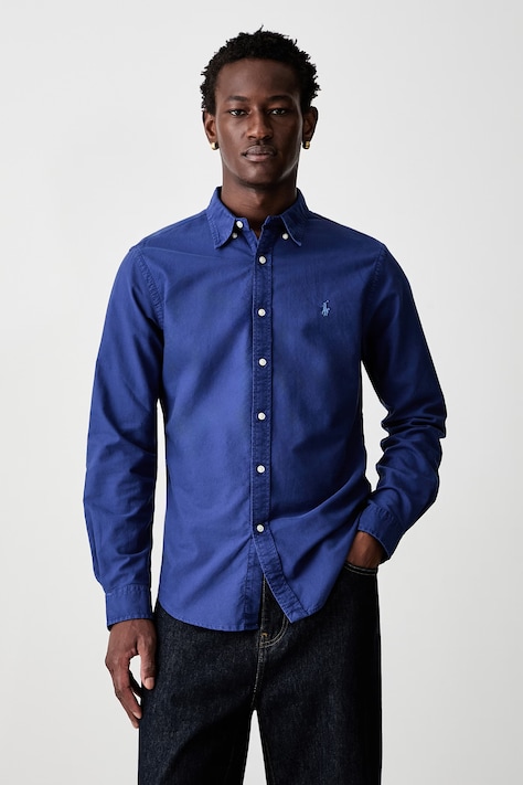 Polo Ralph Lauren πουκάμισο ανδρικό βαμβακερό μπλε απλό 710804257