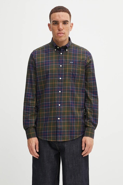 Бавовняна сорочка Barbour чоловіча slim комір button-down