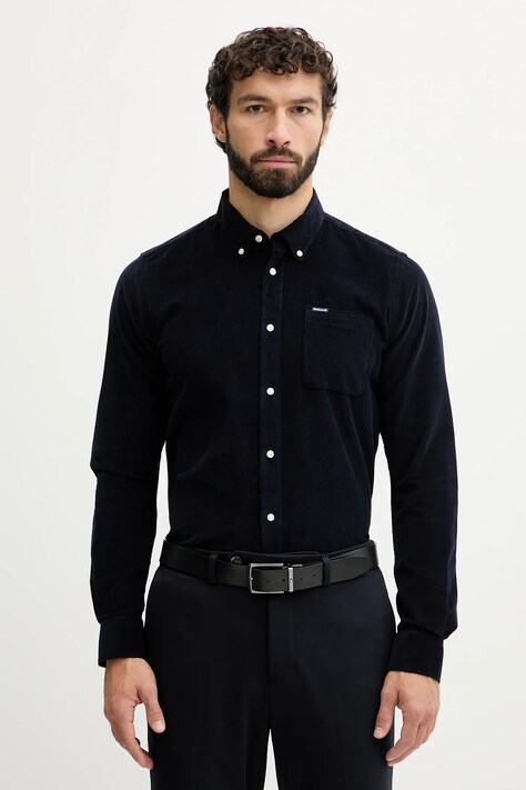 Barbour koszula bawełniana RAMSEY męska kolor granatowy regular z kołnierzykiem button-down MSH5001
