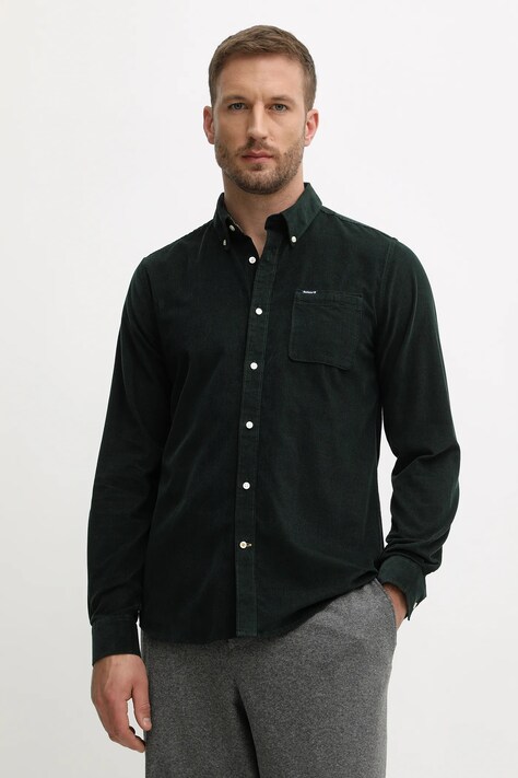 Barbour koszula bawełniana RAMSEY męska kolor zielony regular z kołnierzykiem button-down MSH5001