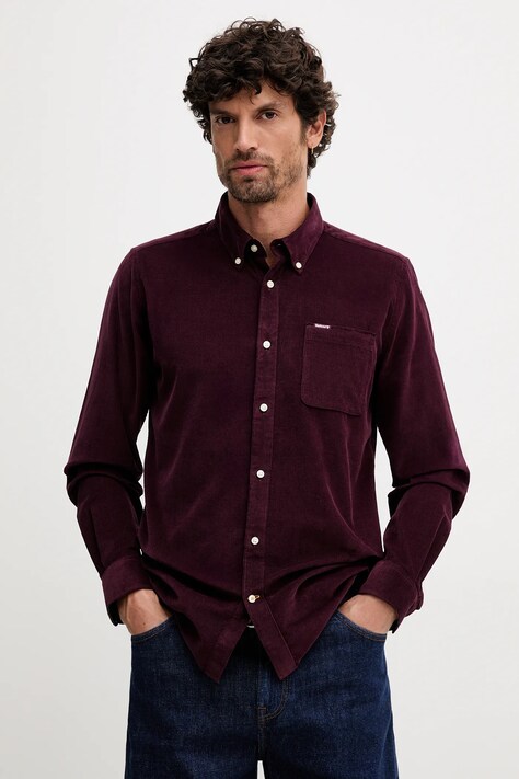 Barbour koszula bawełniana RAMSEY męska kolor bordowy regular z kołnierzykiem button-down MSH5001