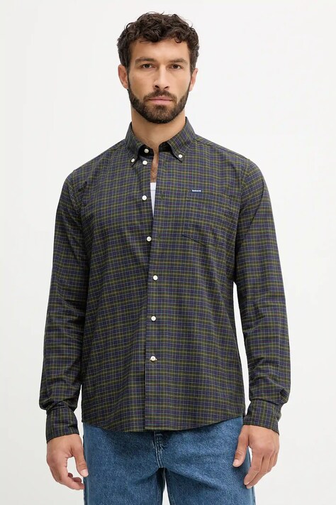 Риза Barbour в сиво със стандартна кройка с класическа яка