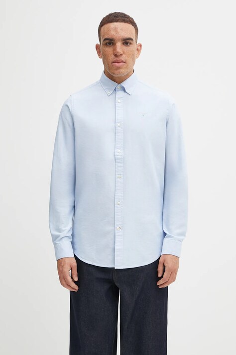 Хлопковая рубашка Barbour Oxtown мужская slim воротник button-down