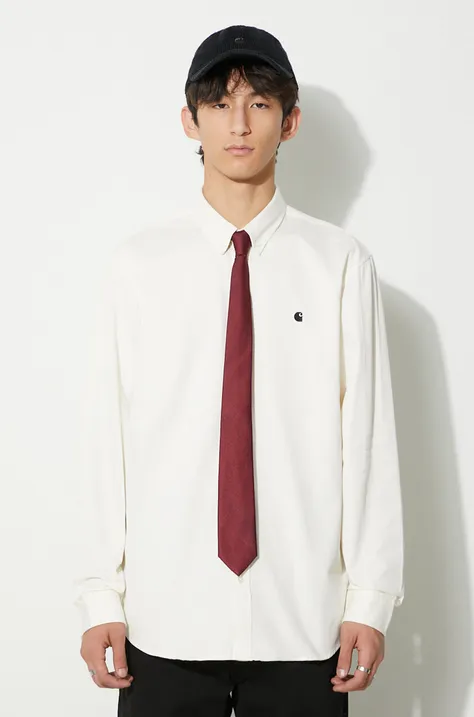 Bavlnená košeľa Carhartt WIP pánska, béžová farba, regular, s golierom button-down