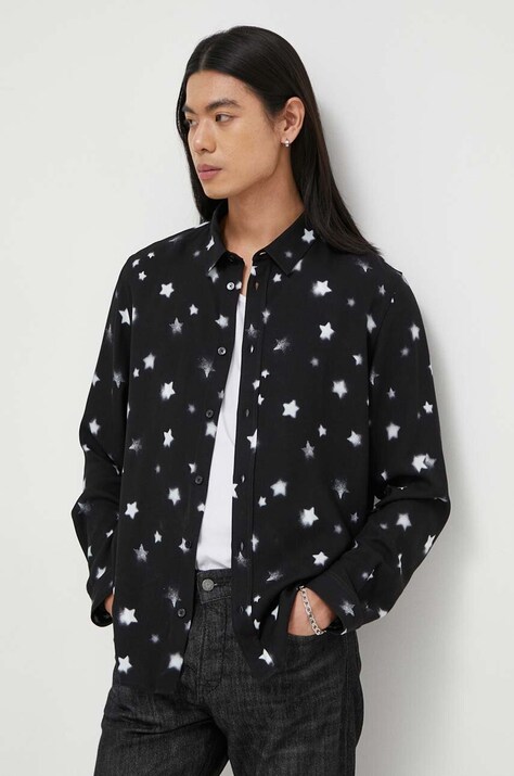 The Kooples camasa barbati, culoarea negru, cu guler clasic, regular