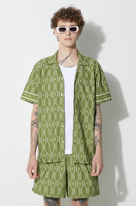 Памучна риза Filling Pieces Resort мъжка в зелено със стандартна кройка 94626701019
