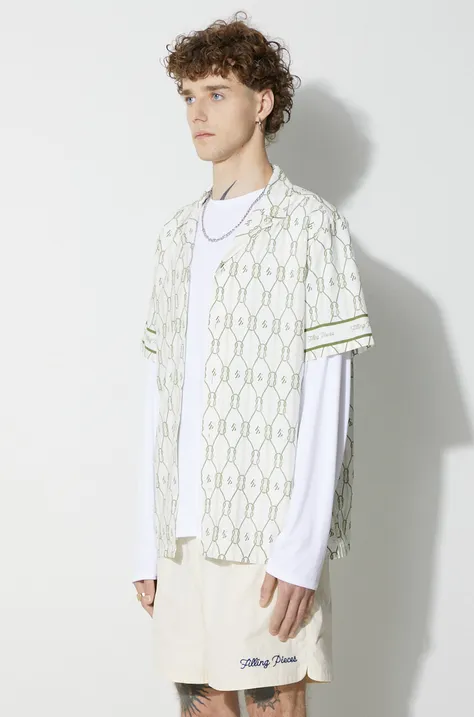 Βαμβακερό πουκάμισο Filling Pieces ανδρικό, χρώμα: άσπρο