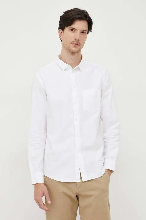 Риза Calvin Klein мъжка в бяло със стандартна кройка с класическа яка