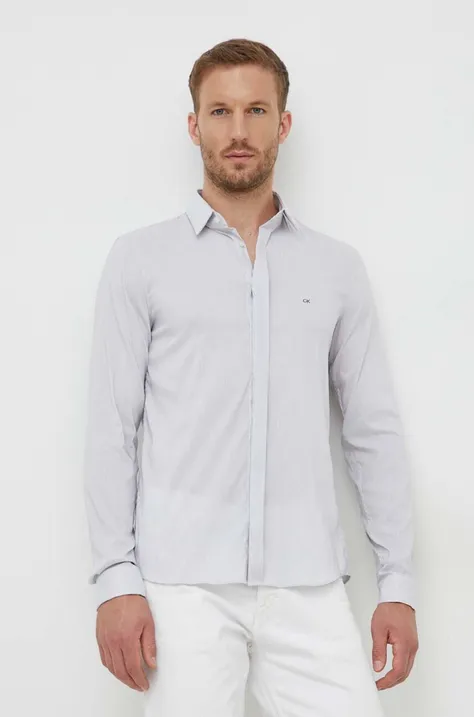 Calvin Klein camasa barbati, culoarea alb, cu guler clasic, slim