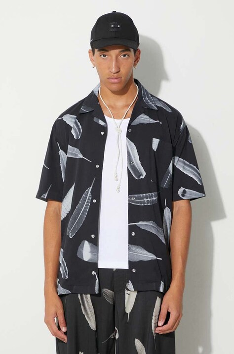Marcelo Burlon camicia in cotone Aop Wind Feather Hawaii uomo