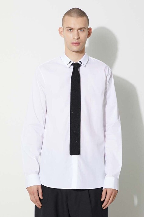 Neil Barrett koszula SLIM BOLT COLLAR DETAIL męska kolor biały slim z kołnierzykiem klasycznym NBV6CM170C.V000S.100