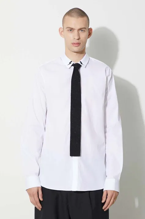 Neil Barrett cămașă SLIM BOLT COLLAR DETAIL bărbați, culoarea alb, cu guler clasic, slim, NBV6CM170C.V000S.100