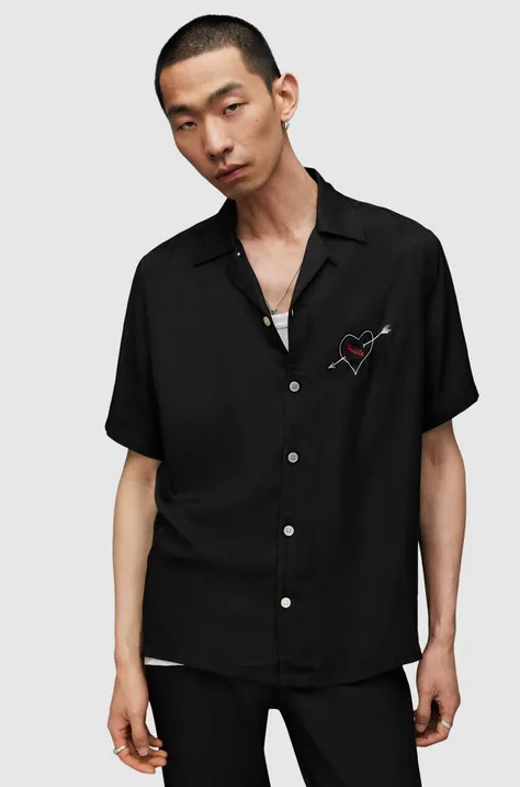 Košulja AllSaints VENDETTA za muškarce, boja: crna, regular