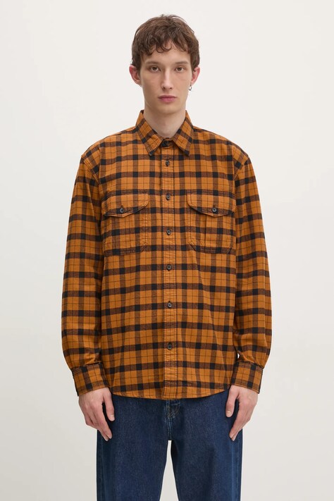 Filson cămașă din bumbac Alaskan Guide Shirt bărbați, culoarea maro, cu guler clasic, regular fit, FMCAM0005