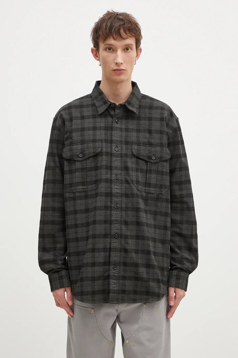 Bavlněná košile Filson Alaskan Guide Shirt šedá barva, regular, s klasickým límcem, FMCAM0005