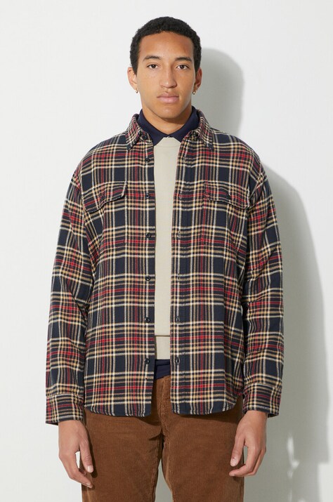 Filson cotton shirt Vintage Flannel Work Shirt men's navy blue color FMCAM0016