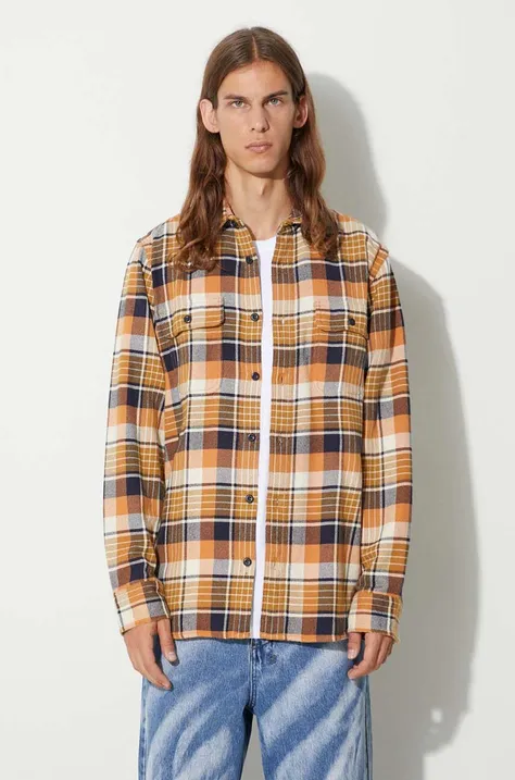 Бавовняна сорочка Filson Vintage Flannel Work Shirt чоловіча колір коричневий regular класичний комір FMCAM0016