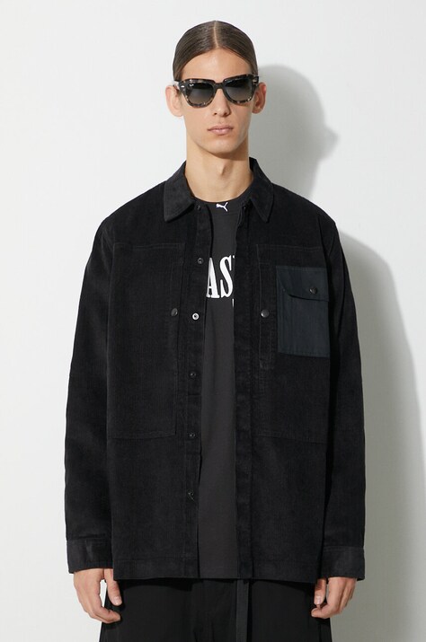 Manšestrová košile Maharishi Hemp Cord Utility Shirt černá barva, relaxed, s klasickým límcem, 4566.BLACK