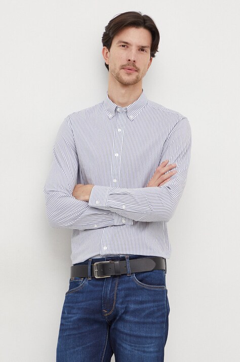 Michael Kors koszula męska kolor niebieski slim z kołnierzykiem button-down