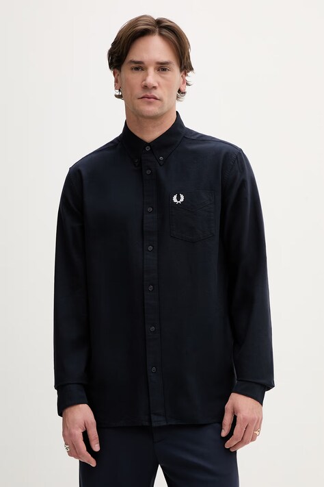 Бавовняна сорочка Fred Perry чоловіча колір синій regular комір button-down M5516.608