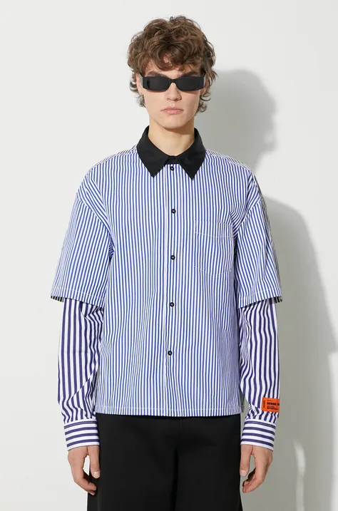 Bavlnená košeľa Heron Preston Doublesleeves Stripes Shirt pánska, voľný strih, s klasickým golierom, HMGE003F23FAB0014610