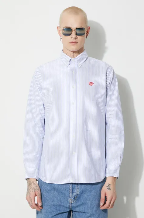 Human Made koszula bawełniana Stripe B.D męska kolor niebieski regular z kołnierzykiem button-down HM26SH002