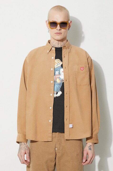 Manšestrová košile Human Made Corduroy B.D béžová barva, relaxed, s límečkem button-down, HM26SH009