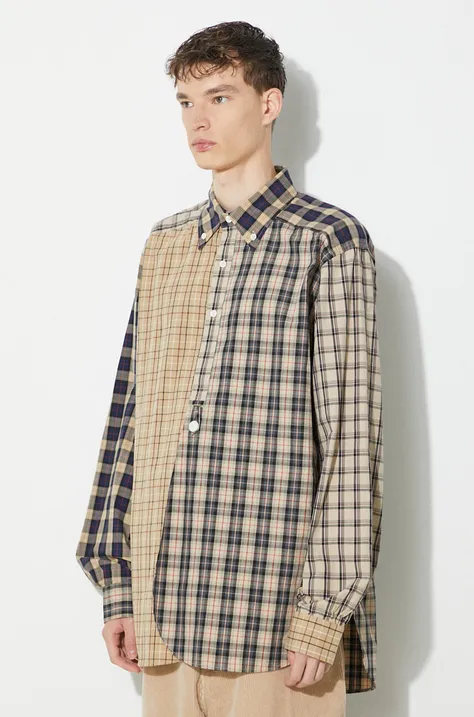 Bavlnená košeľa Needles B.D. EDW Shirt pánska, béžová farba, regular, s golierom button-down, NS228