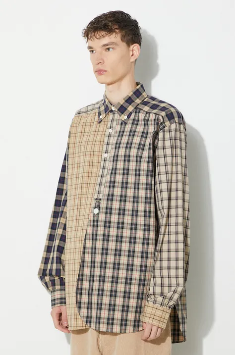 Хлопковая рубашка Needles B.D. EDW Shirt мужская цвет бежевый regular воротник button-down NS228