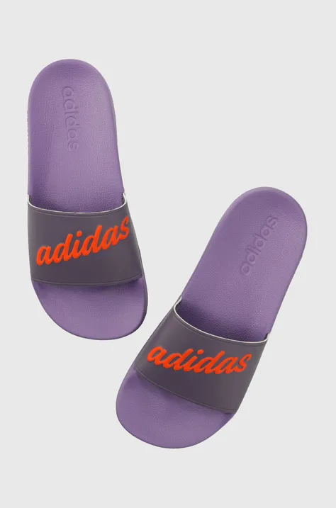 Παντόφλες adidas χρώμα: μοβ
