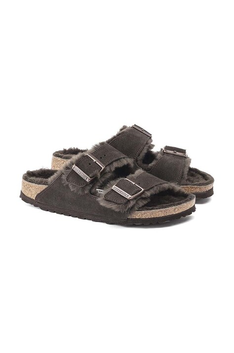 Замшеві шльопанці Birkenstock Arizona — AW23-KLD01G, коричневий — фото 4