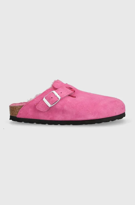 Kućne papuče od brušene kože Birkenstock Boston za žene, boja: ružičasta, 1025552