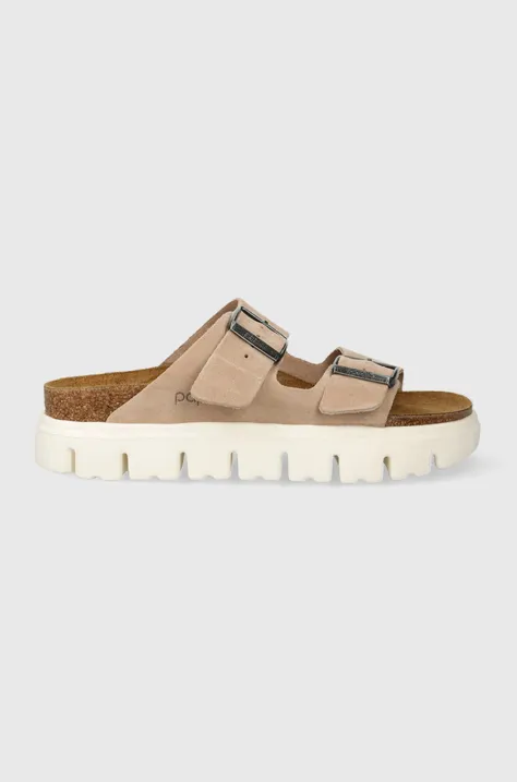 Παντόφλες σουέτ Birkenstock BIRKENSTOCK X PAPILLIO Arizona Chunky γυναικείες, χρώμα: μπεζ, 1024950 F30