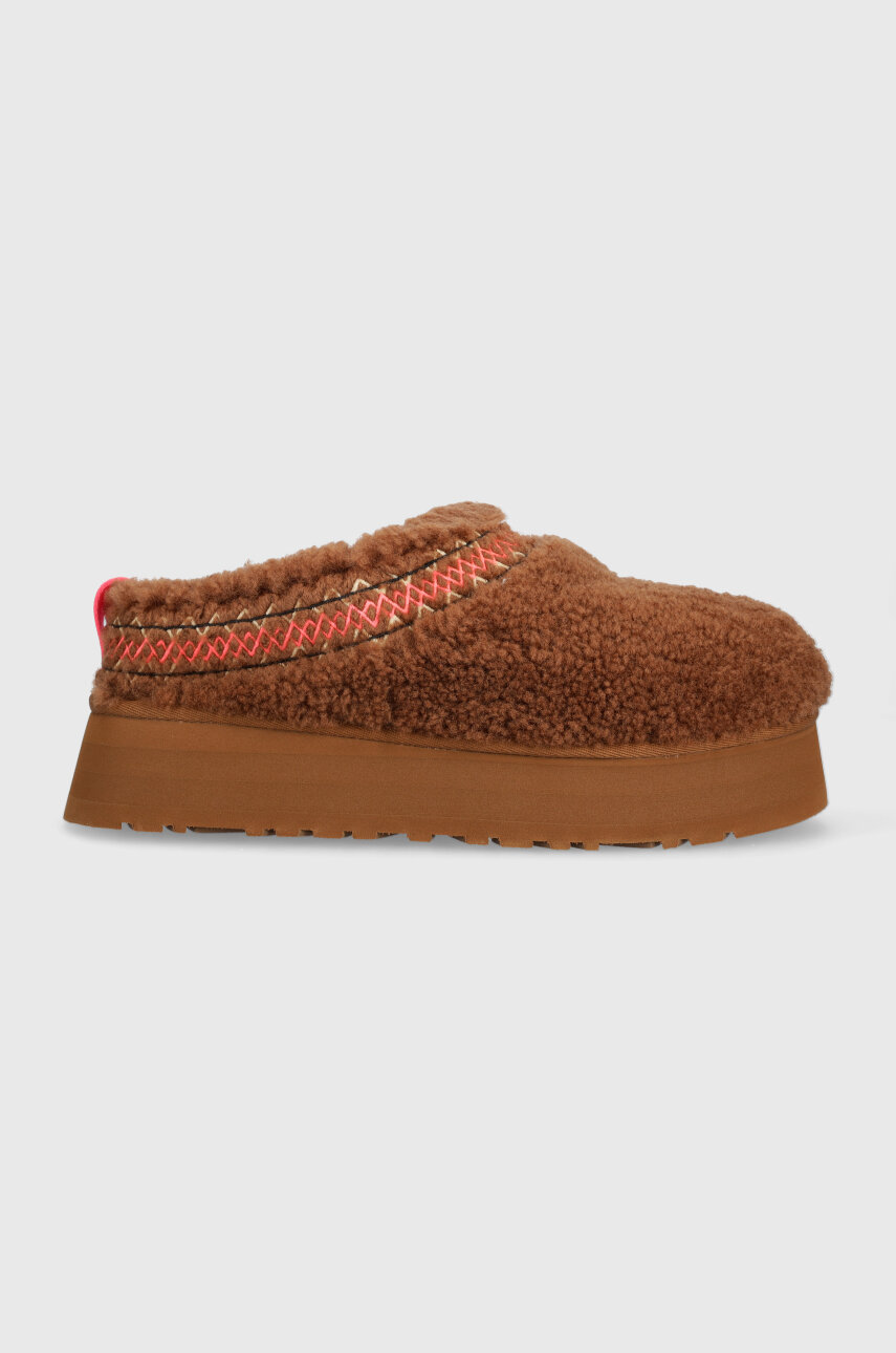Volneni copati UGG Tazz Ugg Braid rjava barva, 1143976