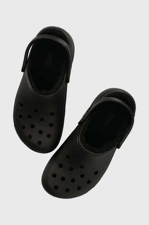 Παντόφλες Crocs Classic Platform Lined Clog χρώμα: μαύρο, 207938