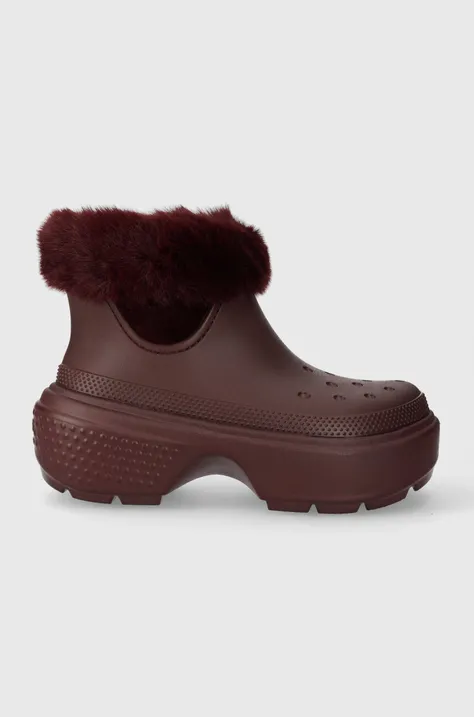 Crocs śniegowce Stomp Lined Boot kolor bordowy 208718